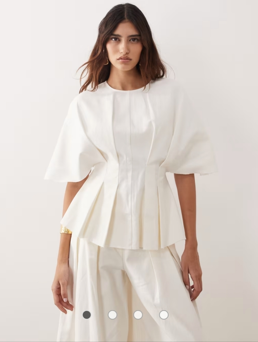 Arrange White Curve Pleated Cinched Waist Tee Undone Hem Nwt Size 14